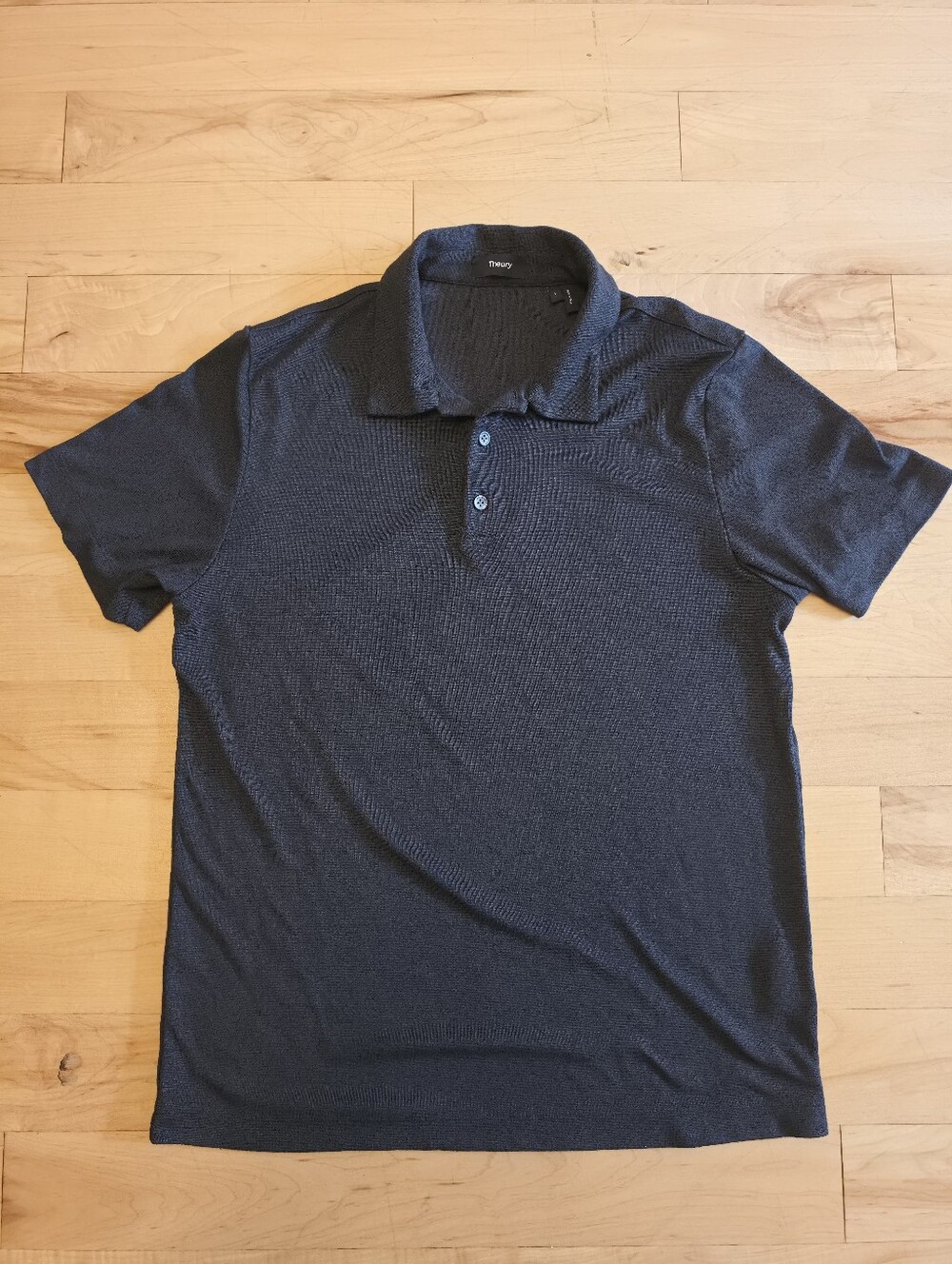 Theory Bron C Anemone Modal Polo Dark Charcoal Black Men's Small